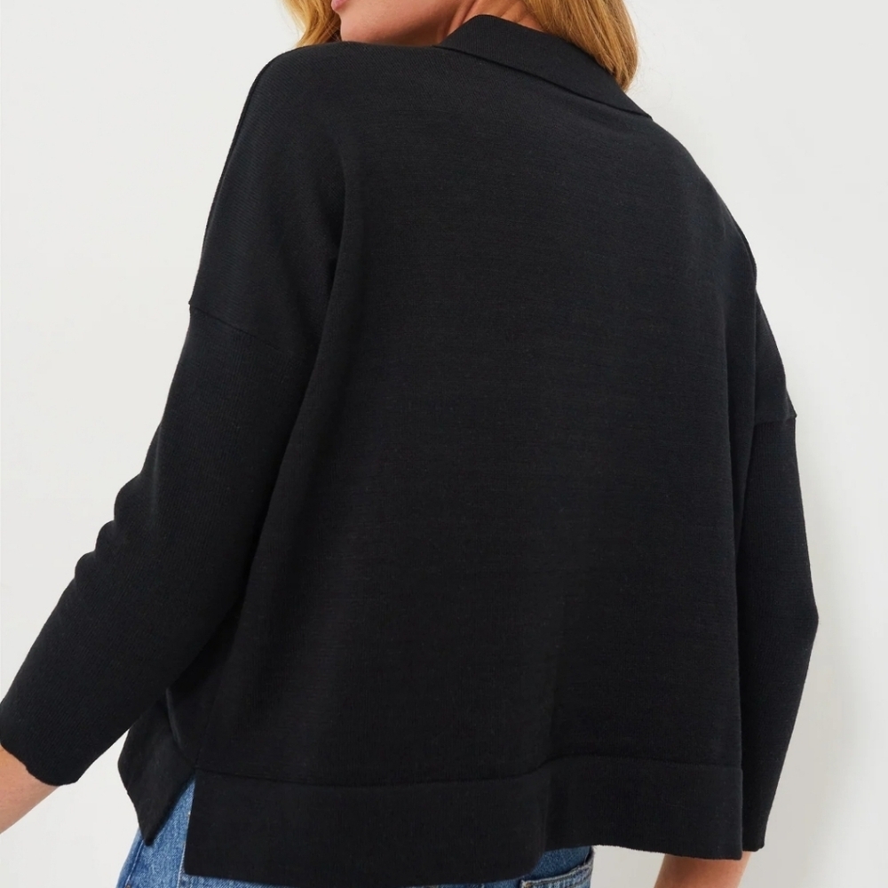 Tuckernuck Dark Green Clayton Knit Polo 3/4 Sleeves‎ Linen Women Sz M/L - Picture 5 of 16